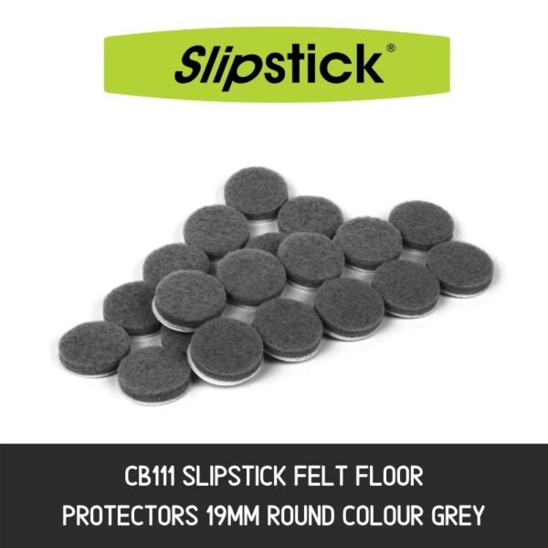 CB111 Slipstick Felt Floor Protectors 19mm Round Colour Grey 20 per Pack