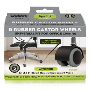 Slipstick CB680 Rubber Castor Wheels For Office Chairs Image 1