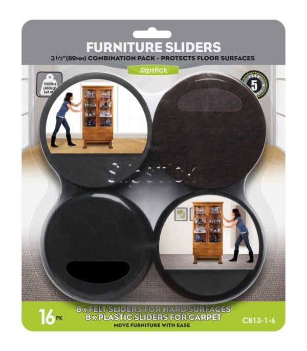 CB13-1-6 89mm Furniture Sliders for Carpet & Hardwood Image 1
