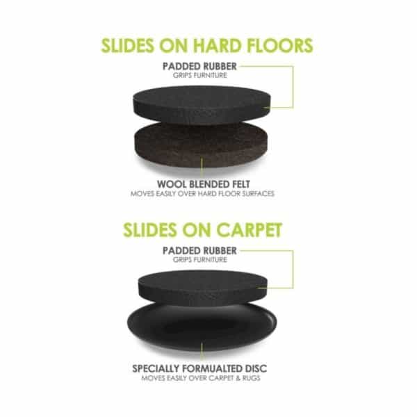 CB13-1-6 89mm Furniture Sliders for Carpet & Hardwood Image 3