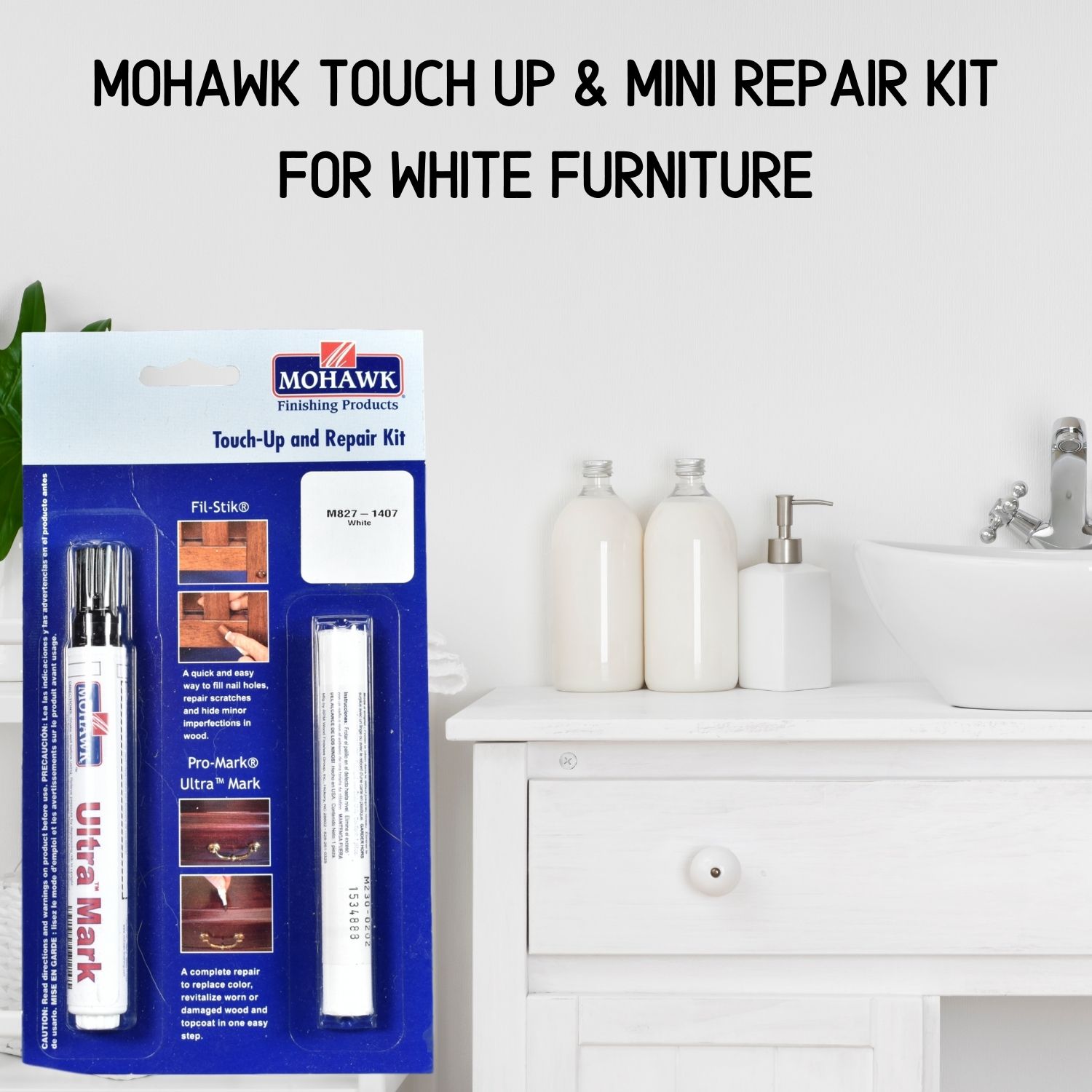 Furniture Touch Up Pen White & Wax Filler Stick White Repair Kit