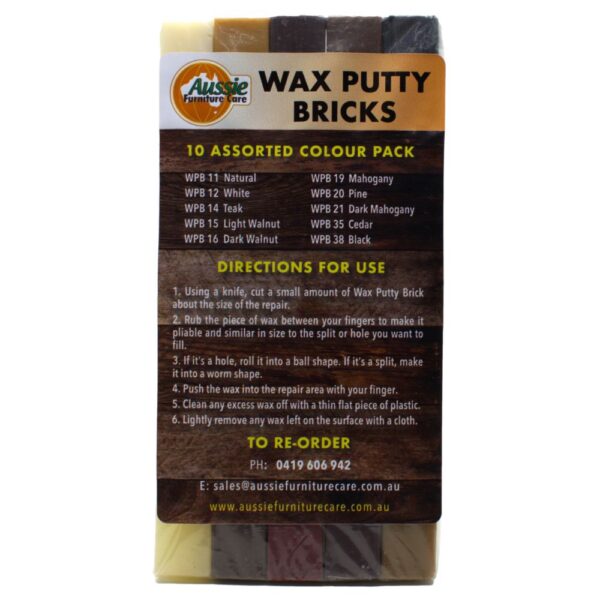 Aussie Furniture Care Wax Putty Bricks 10 Pack Mixed Colours Main