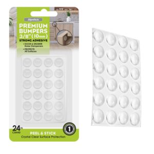 Slipstick CB440 10mm Round Clear Rubber Bumpers 24 pack for doors and draws