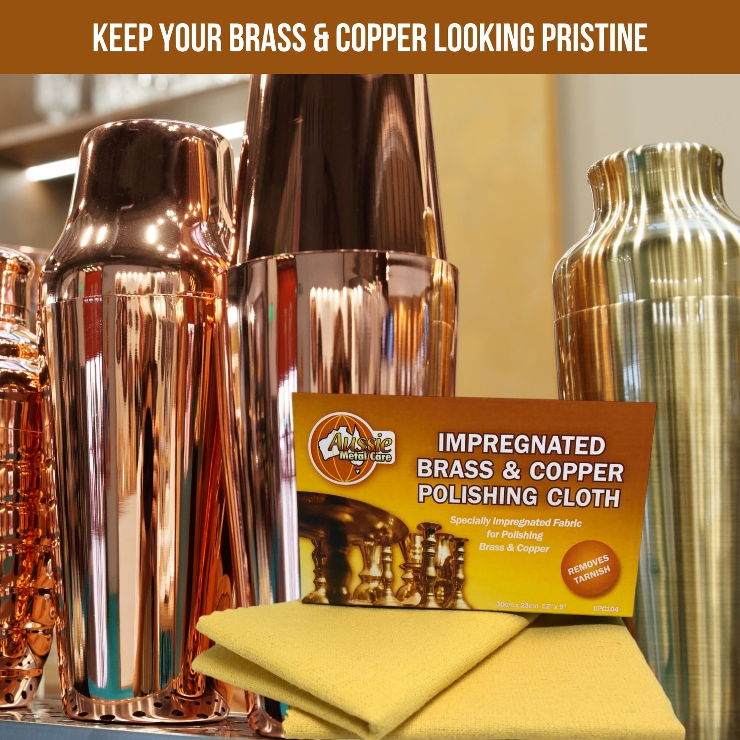 Brass & Copper Polishing Cloth Anti Tarnish Large 30cm x 23cm 2 Pack